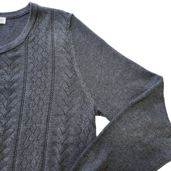 NWT Timeless Blair London Gray Diamond Pointelle Front Cardigan Sweater Size M - Picture 5 of 15